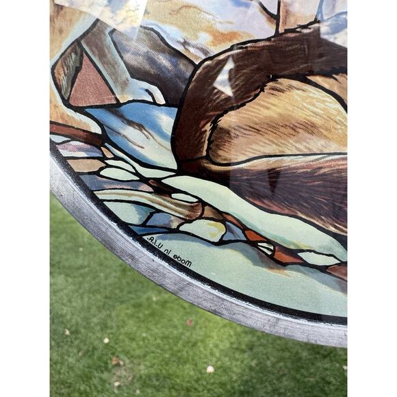 1990 Glassmasters Howling Wolves 8.75” Stained Glass Suncatcher – Made in USA - Picture 5 of 10